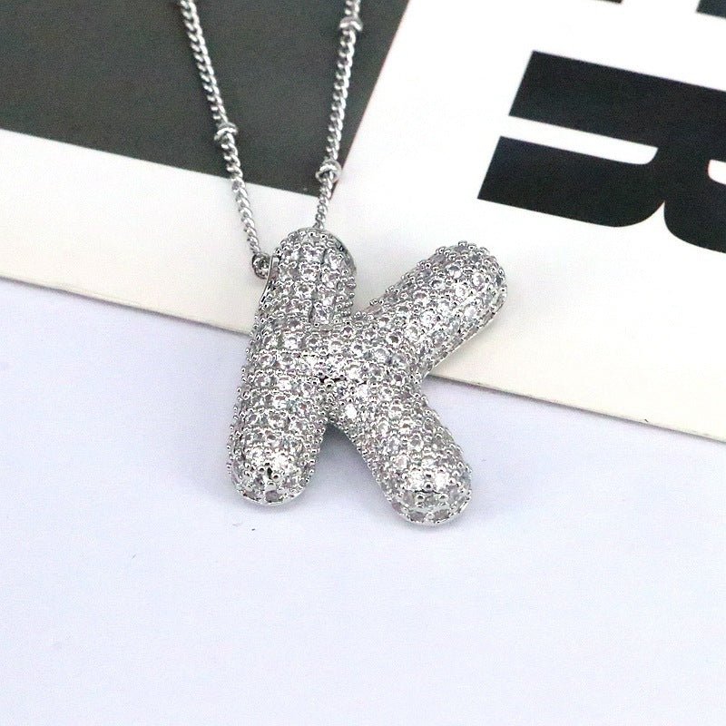 Brass Zircon Letter Pendant Necklace for Women – Personalized & Stylish - Beauty Belliss
