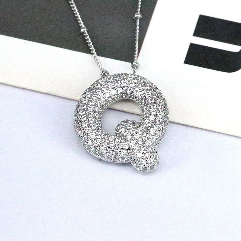 Brass Zircon Letter Pendant Necklace for Women – Personalized & Stylish - Beauty Belliss