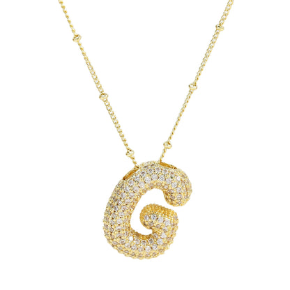Brass Zircon Letter Pendant Necklace for Women – Personalized & Stylish - Beauty Belliss
