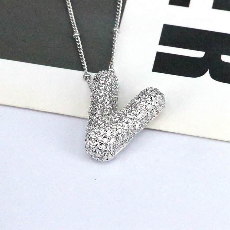 Brass Zircon Letter Pendant Necklace for Women – Personalized & Stylish - Beauty Belliss