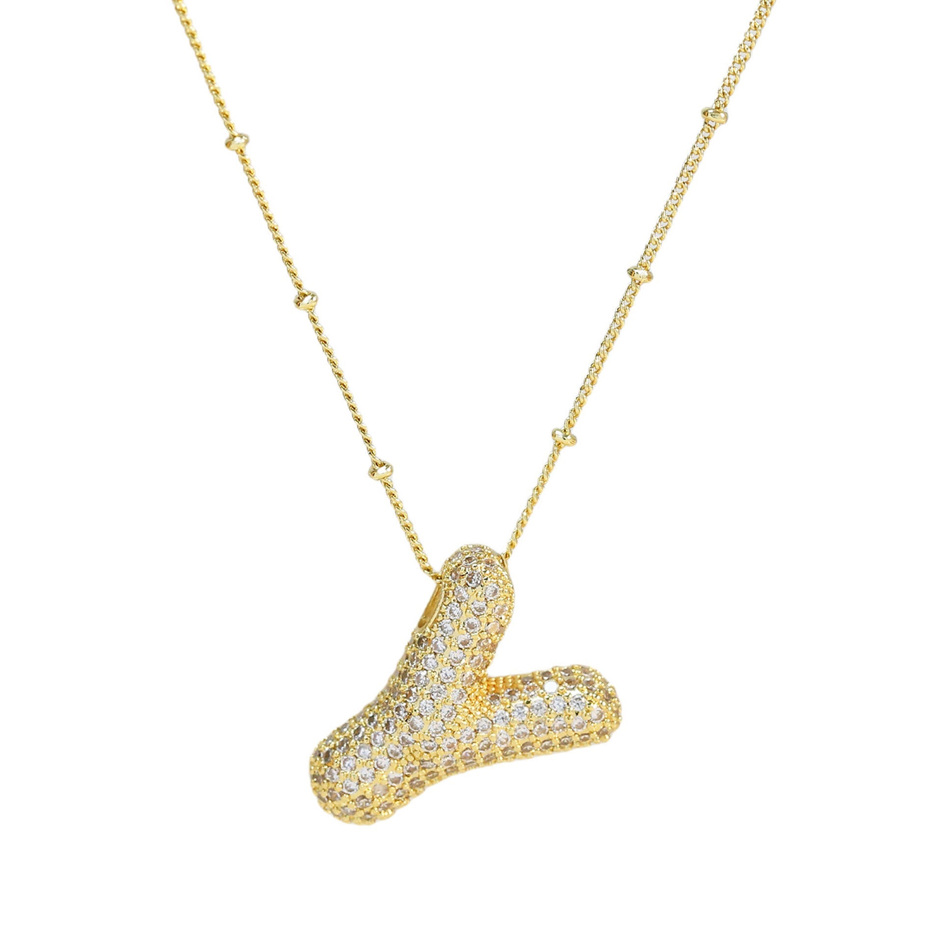Brass Zircon Letter Pendant Necklace for Women – Personalized & Stylish - Beauty Belliss