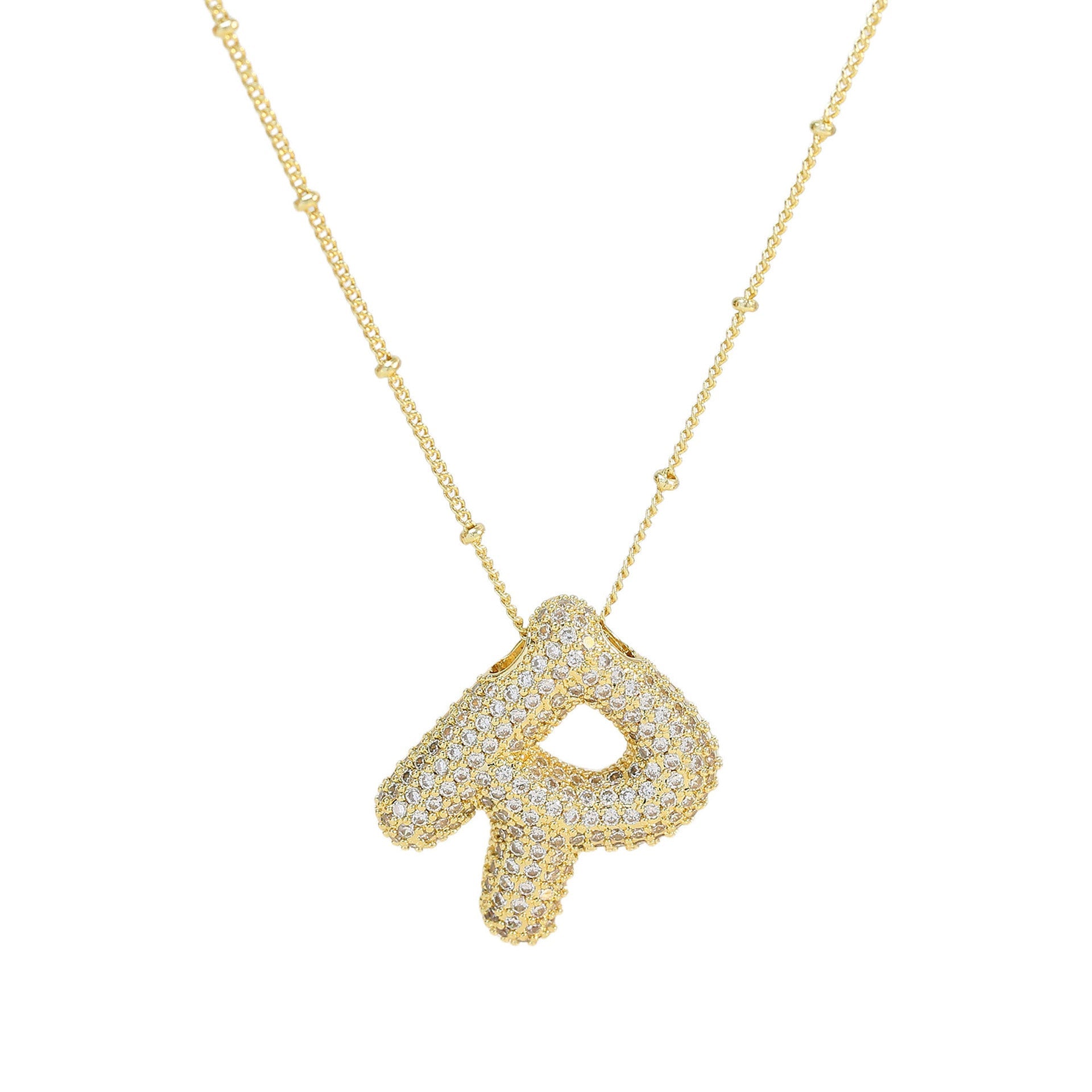 Brass Zircon Letter Pendant Necklace for Women – Personalized & Stylish - Beauty Belliss