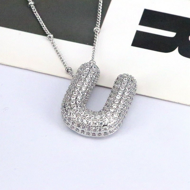 Brass Zircon Letter Pendant Necklace for Women – Personalized & Stylish - Beauty Belliss