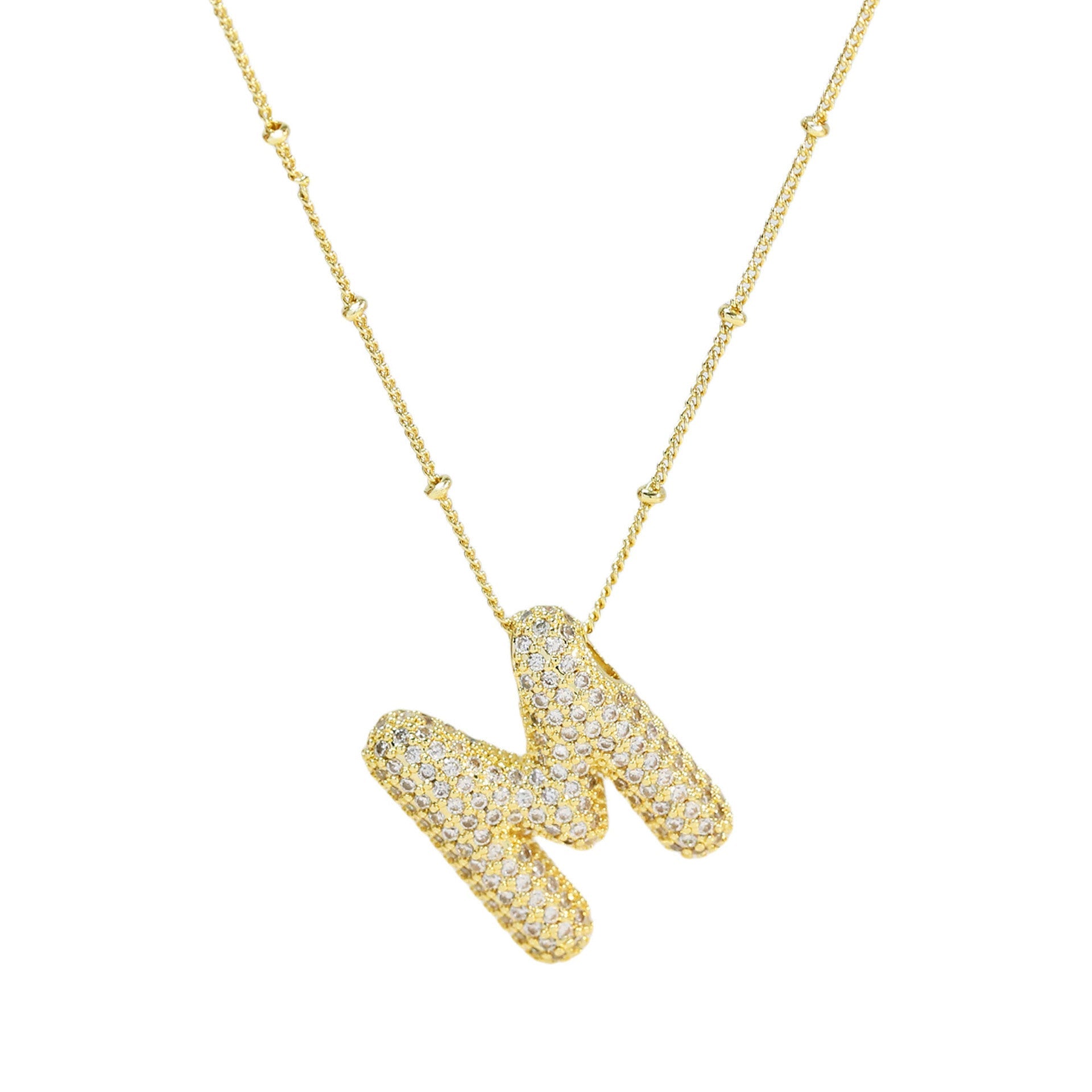 Brass Zircon Letter Pendant Necklace for Women – Personalized & Stylish - Beauty Belliss