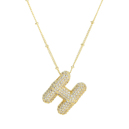 Brass Zircon Letter Pendant Necklace for Women – Personalized & Stylish - Beauty Belliss