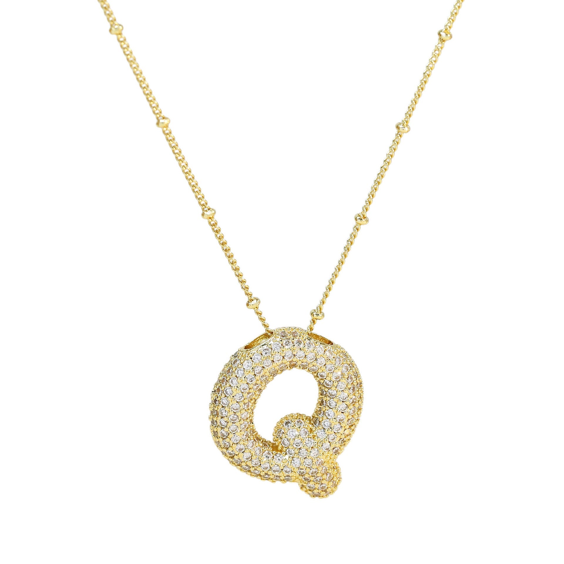 Brass Zircon Letter Pendant Necklace for Women – Personalized & Stylish - Beauty Belliss