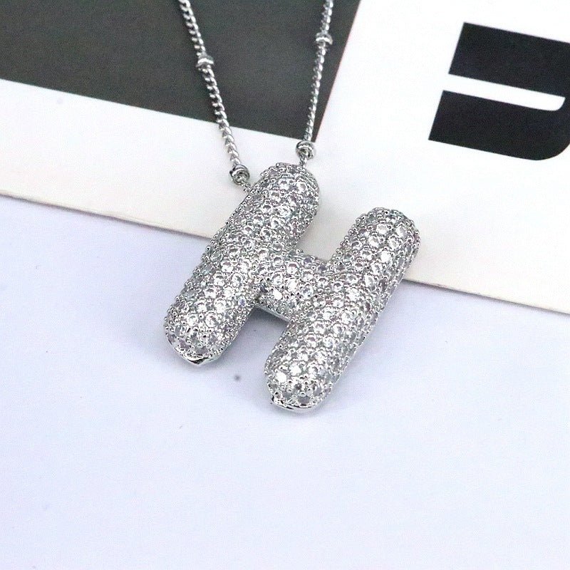 Brass Zircon Letter Pendant Necklace for Women – Personalized & Stylish - Beauty Belliss