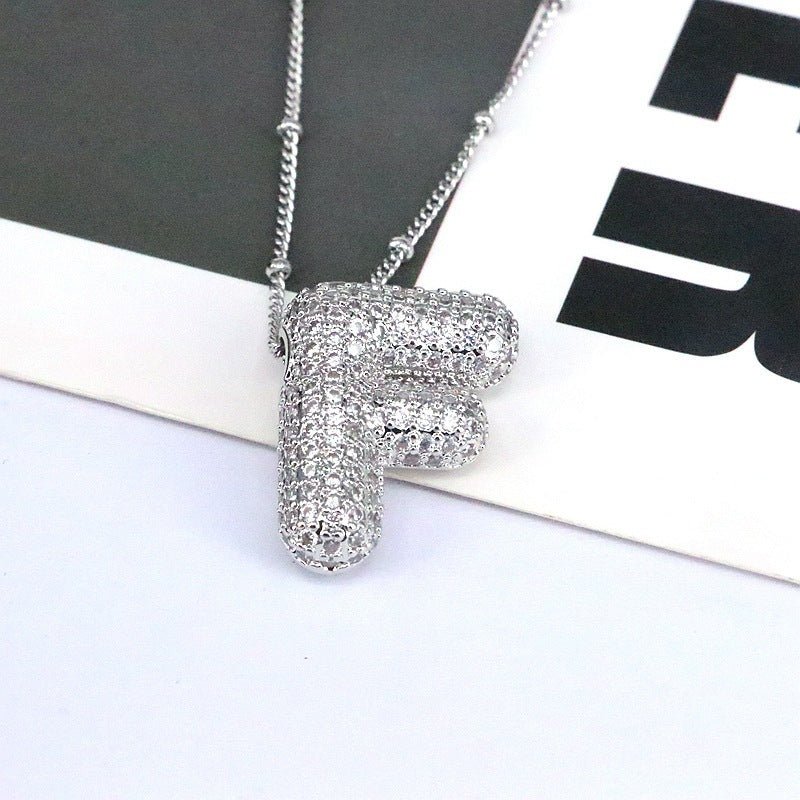 Brass Zircon Letter Pendant Necklace for Women – Personalized & Stylish - Beauty Belliss