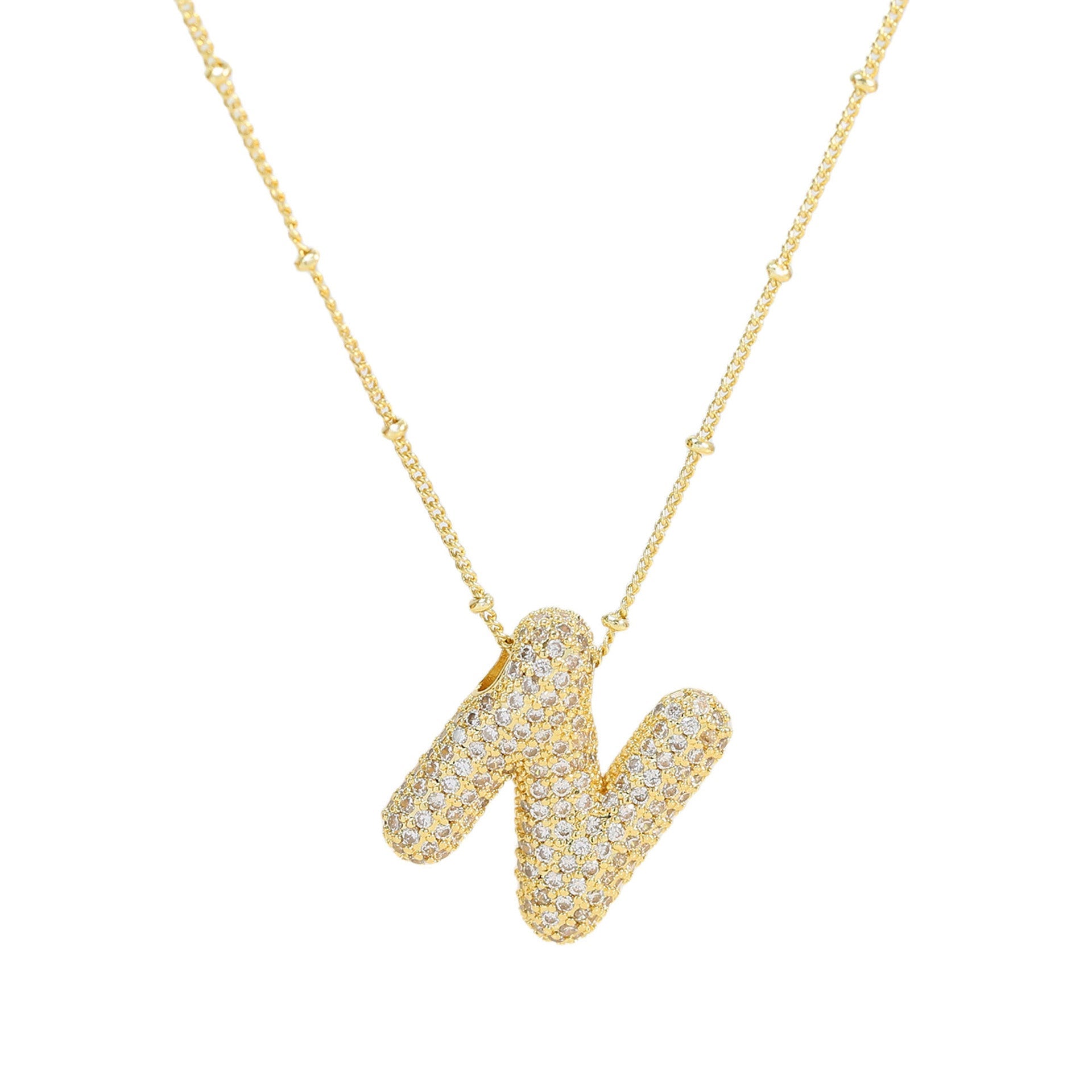 Brass Zircon Letter Pendant Necklace for Women – Personalized & Stylish - Beauty Belliss