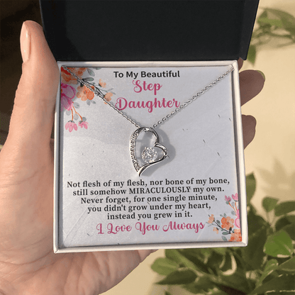 close up of a delicate pendant chosen as a heartfelt gift for stepdaughter