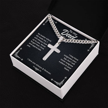 Cuban link chain with cross pendant presented in a gift box for a heartfelt gift
