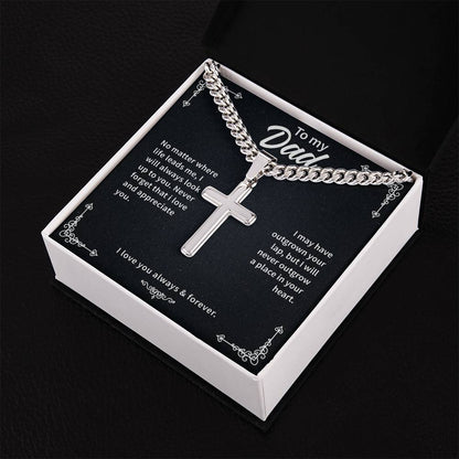 Cuban link chain with cross pendant presented in a gift box for a heartfelt gift