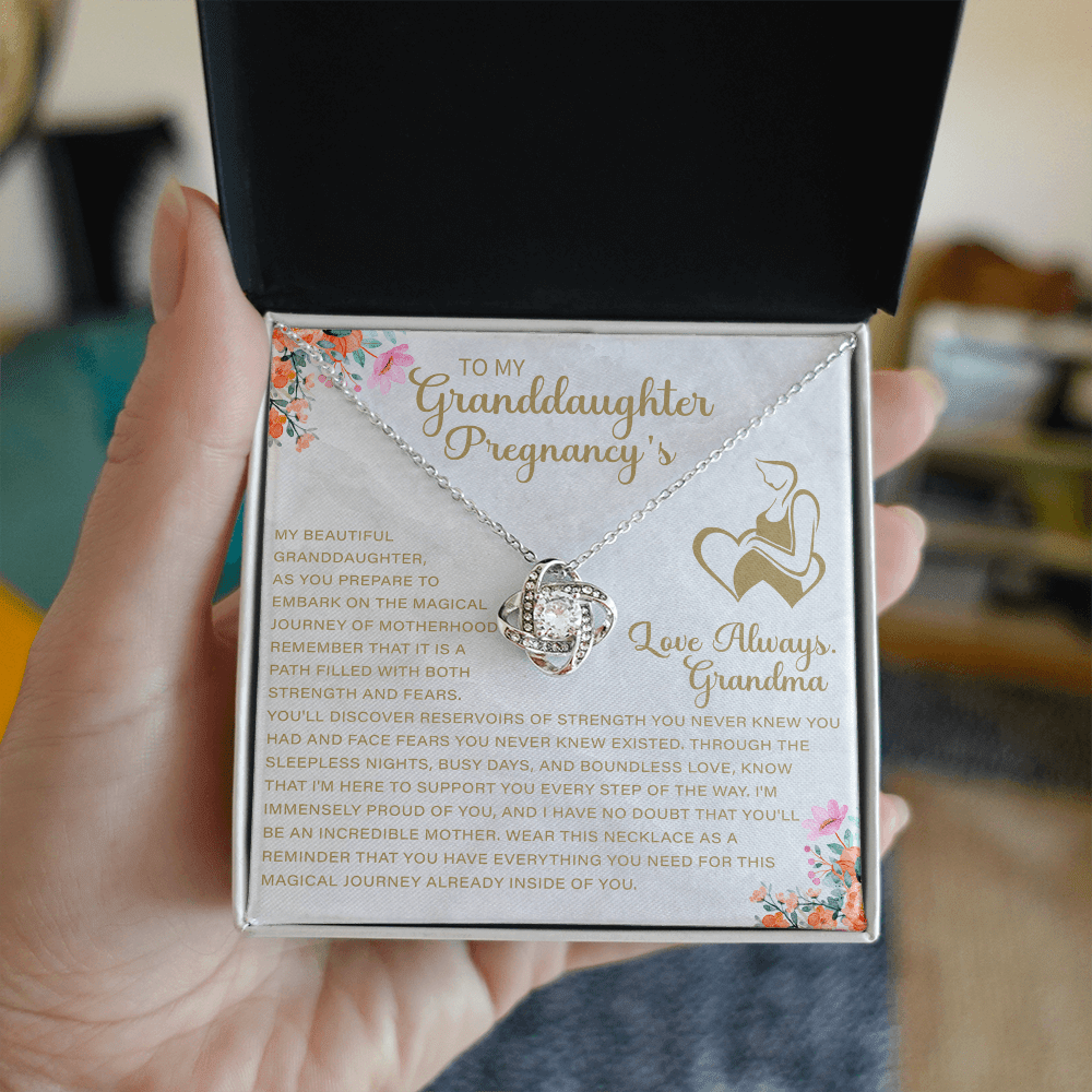 close up of pregnancy necklace designed as a thoughtful gift for expecting granddaughter
