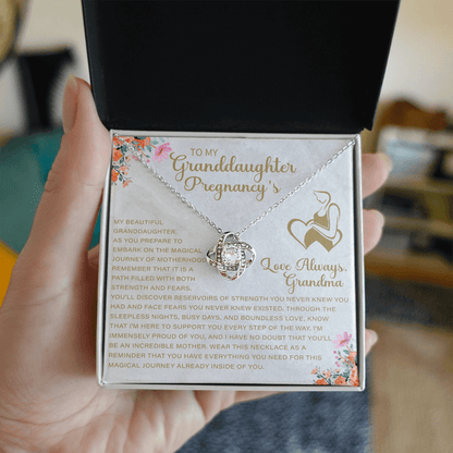 close up of pregnancy necklace designed as a thoughtful gift for expecting granddaughter