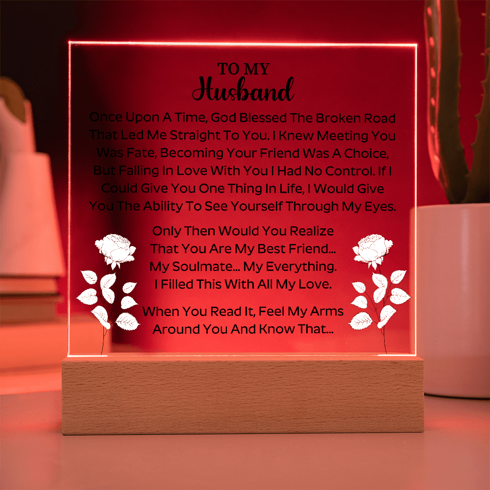 acrylic plaque symbolizing strong family connection and love for husband