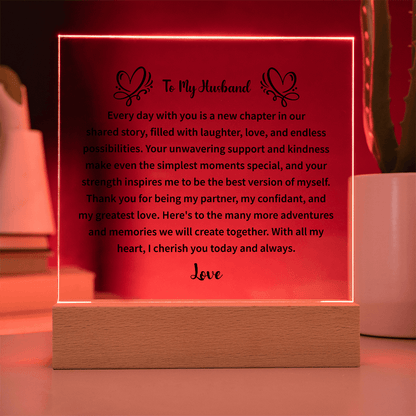 acrylic plaque symbolizing strong family connection and love for husband