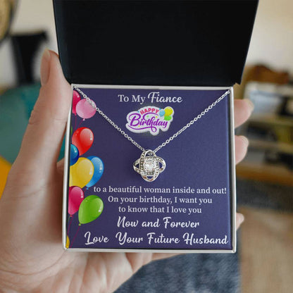 yellow gold love knot necklace for fiancé engagement gift