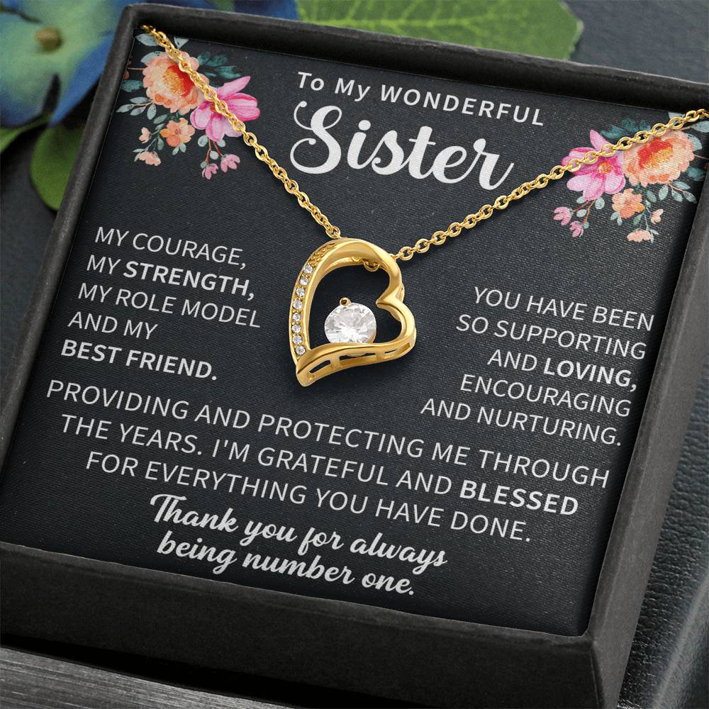 forever love necklace displayed as a timeless keepsake for sister