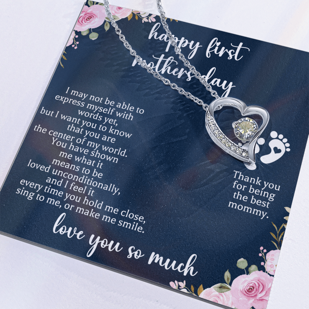 first mothers day necklace with message card