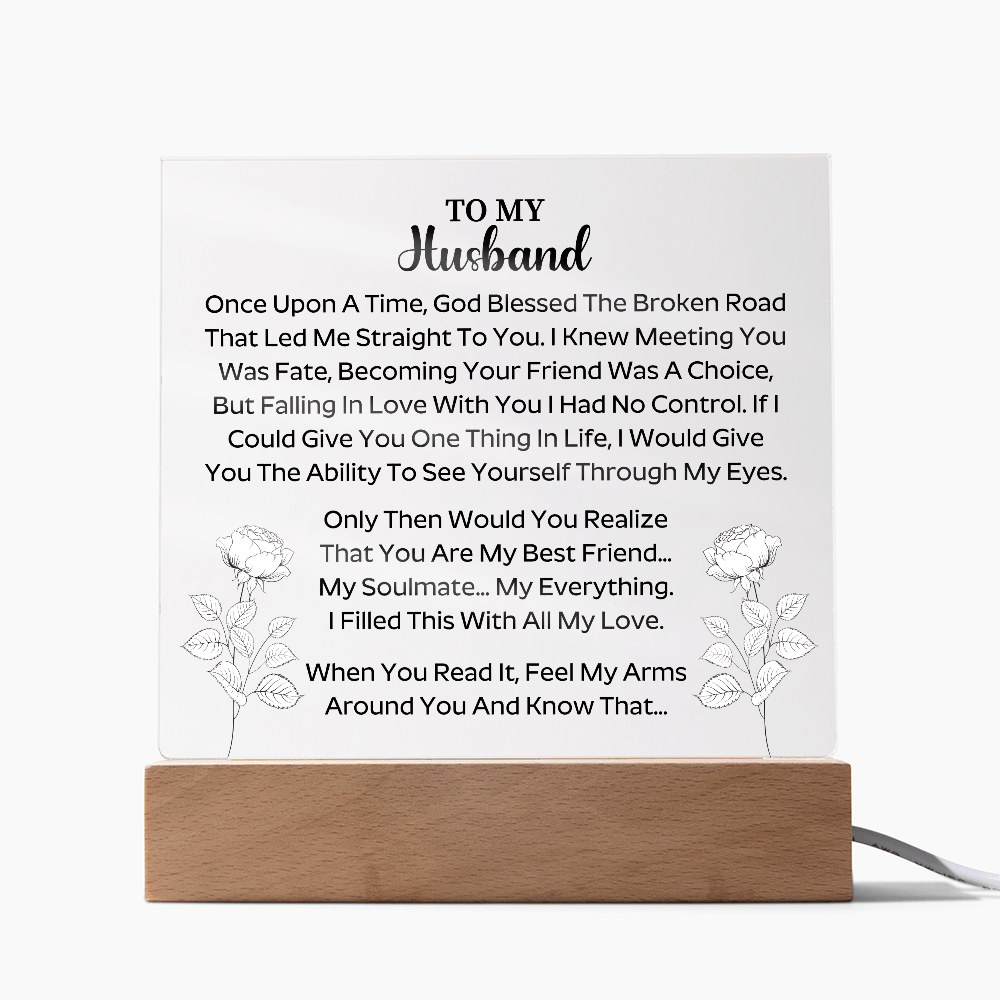 acrylic square plaque gift for husband featuring a heartfelt engraved message