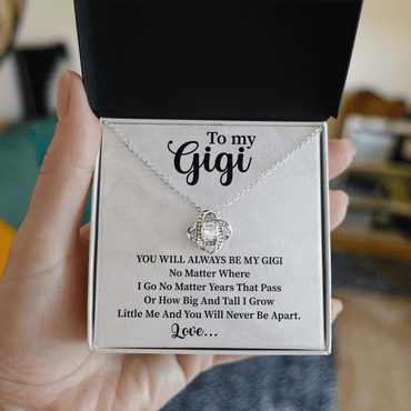 necklace for Gigi presented in a gift box for a heartfelt family surprise