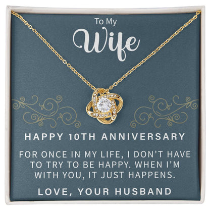 HAPPY 10TH ANNIVERSARY Love Knot Necklace - Beauty Belliss