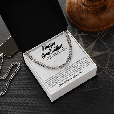 Happy Graduation Best Graduation Gifts for Him, Cuban Chain Necklace for Him on Graduation Day, High School/ College Graduation Gifts for Boy - Beauty Belliss