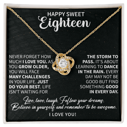 joyful sweet eighteen necklace gift symbolizing growth and confidence