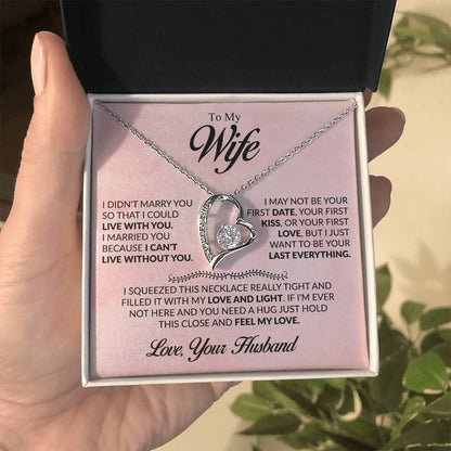 close up of heartfelt necklace designed as a meaningful gift for wife