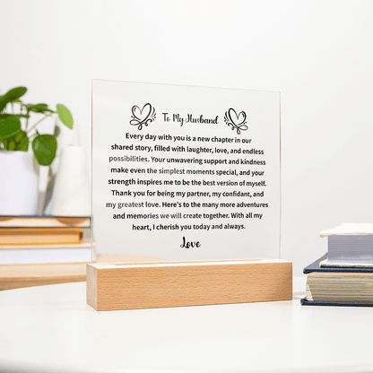 heartfelt acrylic plaque gift for husband expressing gratitude and affection