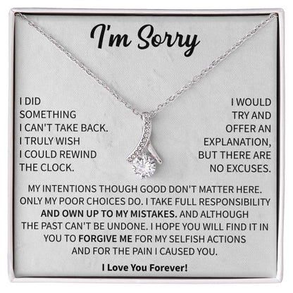 im sorry apology necklace displayed as a heartfelt gift