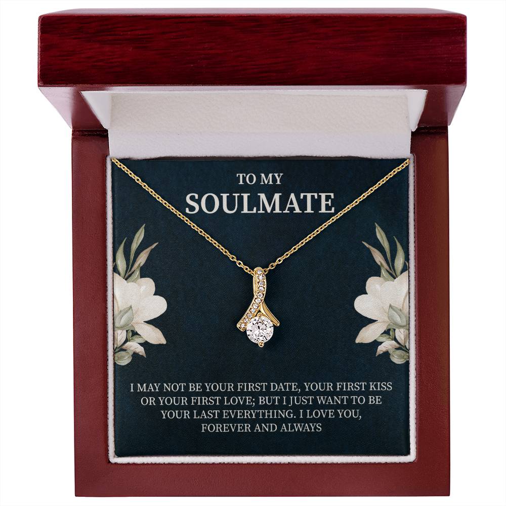 emotional gifting moment featuring a Giftsignature soulmate necklace for a romantic partner