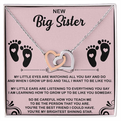 interlocking hearts necklace gift for new big sister celebrating her special new role