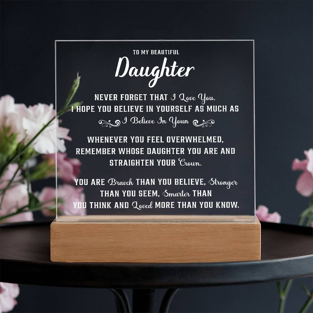 meaningful acrylic plaque symbolizing a strong parent and daughter bond