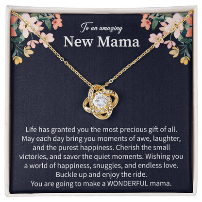 close up of a Giftsignature necklace designed as a personalized keepsake for a new mom