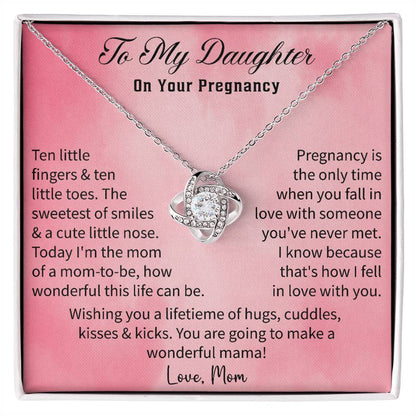 pregnancy first baby necklace displayed as a meaningful gift for daughter