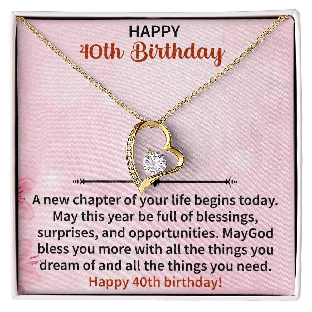 romantic necklace gift for a 40th birthday celebration