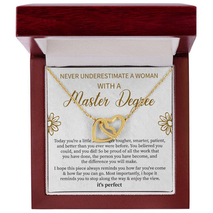 sentimental necklace gift celebrating a masters graduation