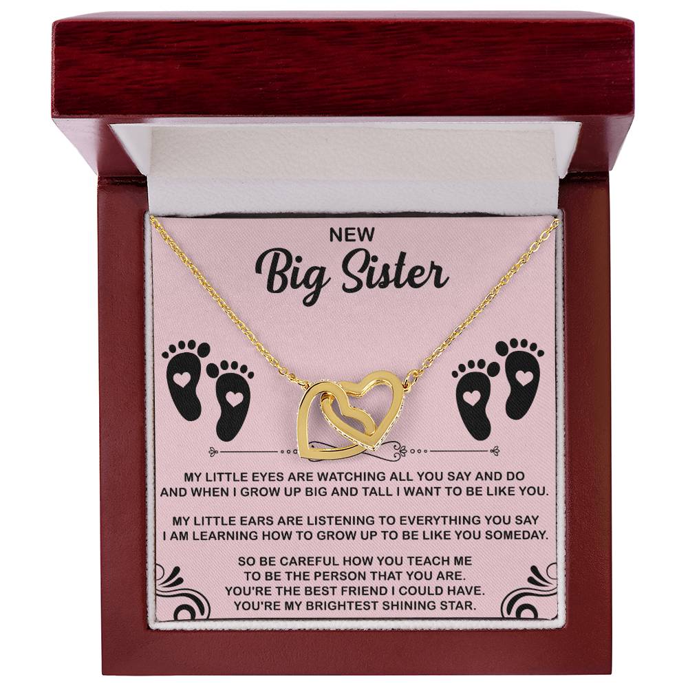 interlocking hearts necklace symbolizing sibling love for big sister