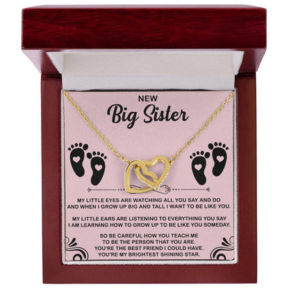 interlocking hearts necklace symbolizing sibling love for big sister