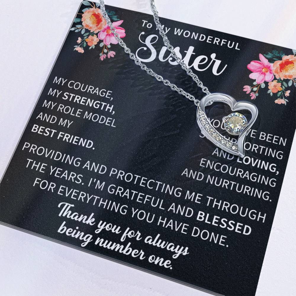 meaningful forever love necklace chosen as a birthday gift for sister