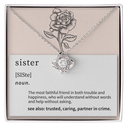 Sister Definition Love Knot Necklace - Beauty Belliss