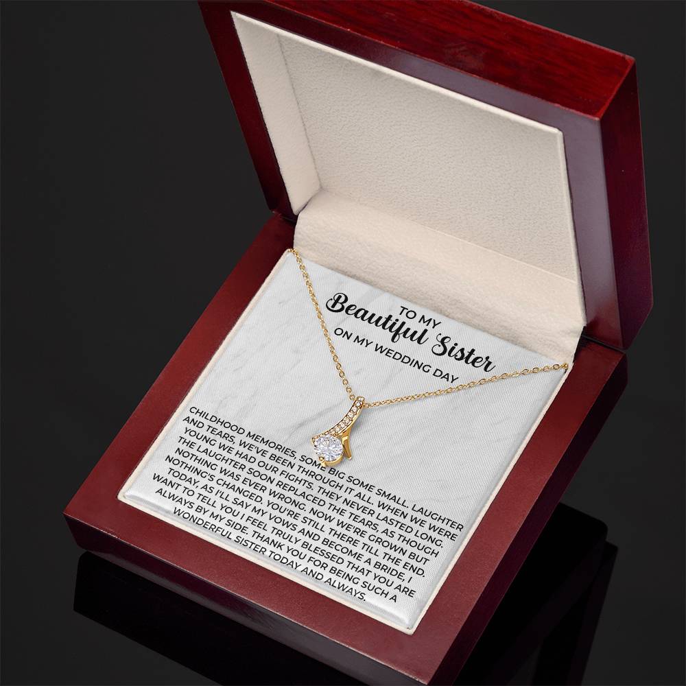 sister jewelry paired with a loving message card to make her feel appreciated