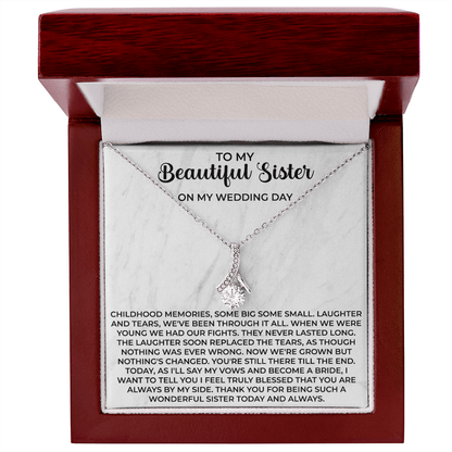 sister necklace displayed in a gift box ready for a meaningful birthday or Christmas surprise