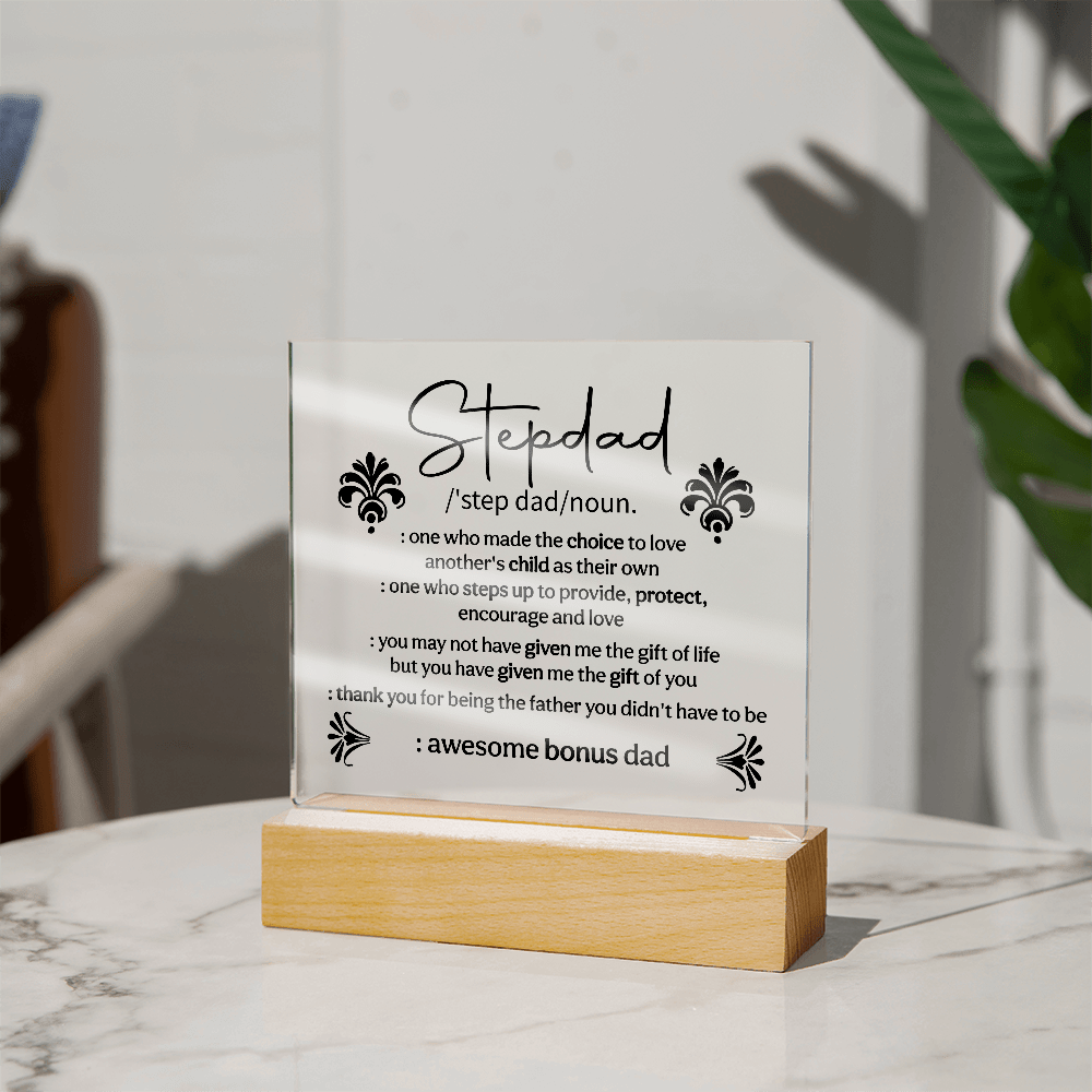Stepdad Acrylic Square Plaque - Fathers day Gifts - Beauty Belliss