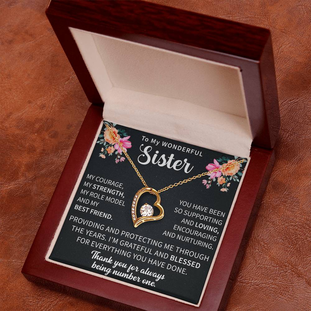 timeless necklace keepsake created to remind a sister she is always loved