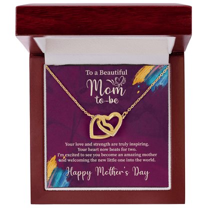 To A Beautiful Mom - To - Be Interlocking Hearts Necklace - Gift for Pregnant Expecting Mom - Beauty Belliss