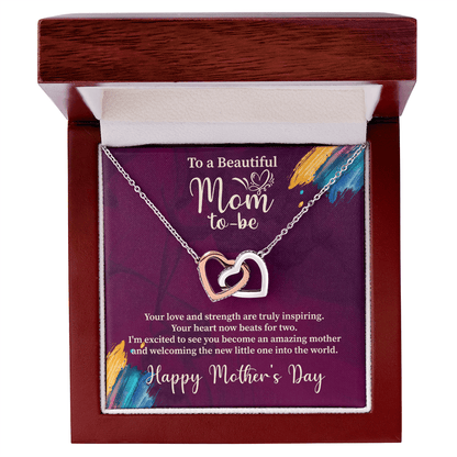 To A Beautiful Mom - To - Be Interlocking Hearts Necklace - Gift for Pregnant Expecting Mom - Beauty Belliss