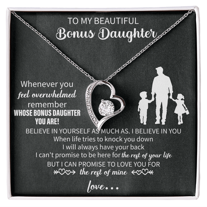 to my beautiful daughter necklace from mom displayed in jewelry box