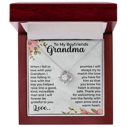 To My Boyfriend's Grandma Love Knot Necklace, Mothers day Gift Ideas for Boyfriend's Grandmother, Gifts for Boyfriend's Grandma, Grandparents Day, Thank You Gift - Beauty Belliss